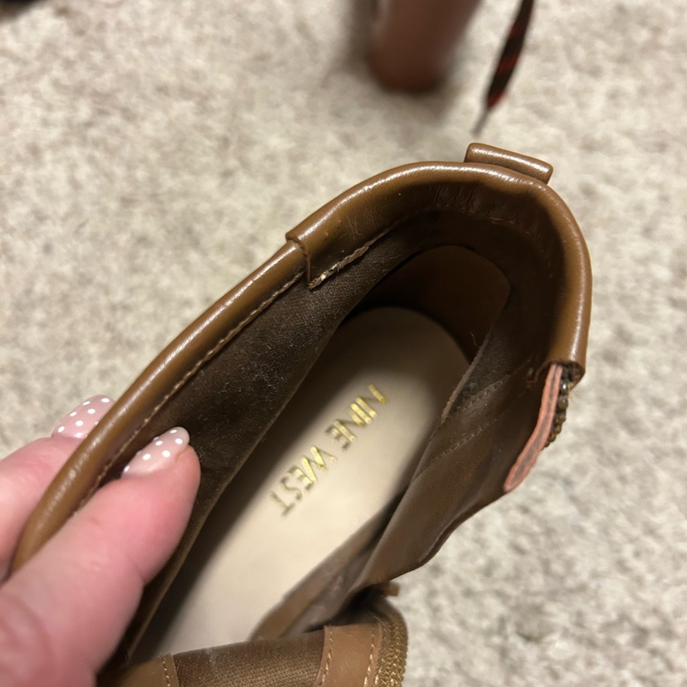 Nine West Tan Lace-Up Peep Toe Boots - Picture 5 of 5